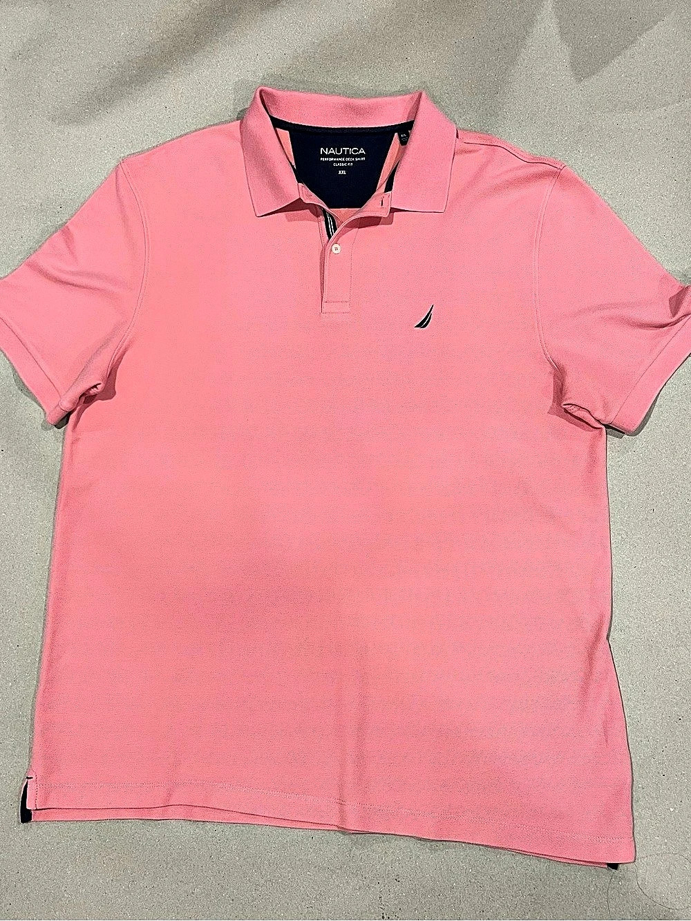 Nautica Classic Fit Performance Deck Shirt Pink XXL Polo Like New